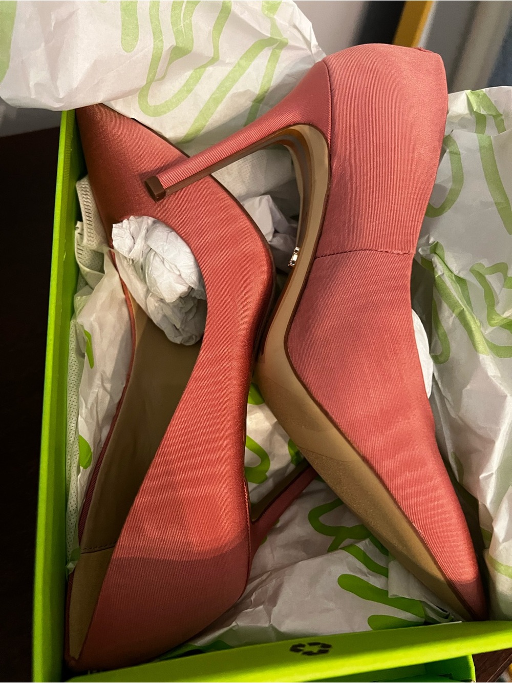 Sam Edelman Coral/Rose Satin Pointed-Toe Stiletto Pumps